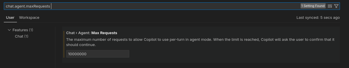 GitHub Copilot Continue to Iterate Setting